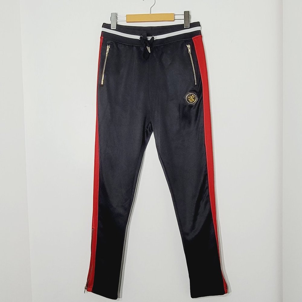 Rocawear Black Red Men's Pants Joggers Y2K Satiny Tie String Pocket Unisex